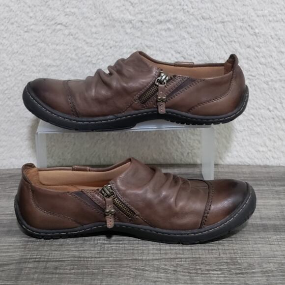 Earth Kalso Invoke Brown Leather Ruched Slip-On Shoes Size 9.5B - Picture 3 of 14